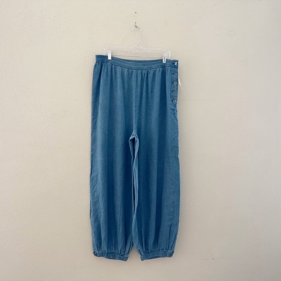 NWT Anthropologie Denim Harem Pants Large Chambray Blue Balloon Baggy Boho - Picture 6 of 14